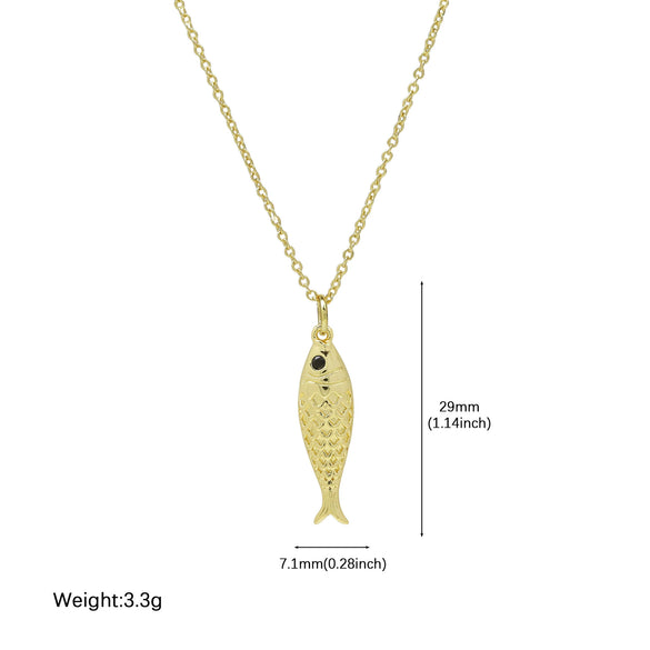 Jewelry Brass Pendant Necklace Ocean Fish Tropical Fish Animal Zodiac Electroplated