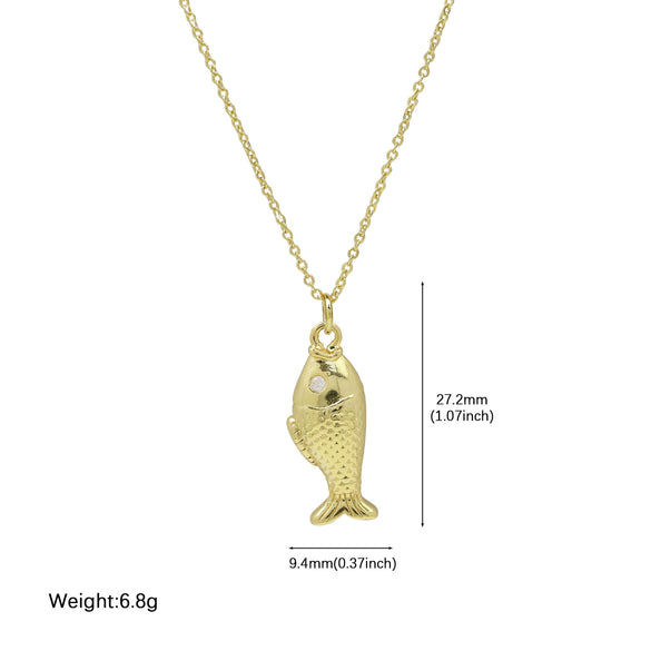 Jewelry Brass Pendant Necklace Ocean Fish Tropical Fish Animal Zodiac Electroplated
