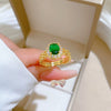 Jewelry Brass Watch Chain Emerald Ring Cartoon Style The Crown Pattern Electroplating