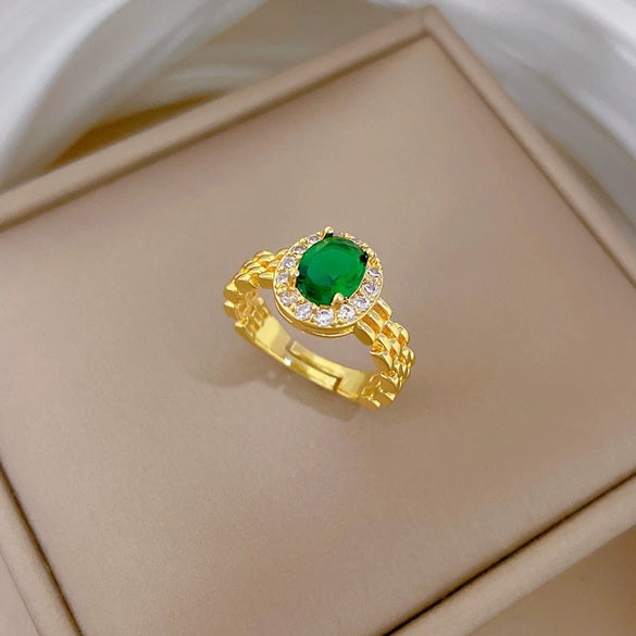 Jewelry Brass Watch Chain Emerald Ring Cartoon Style The Crown Pattern Electroplating