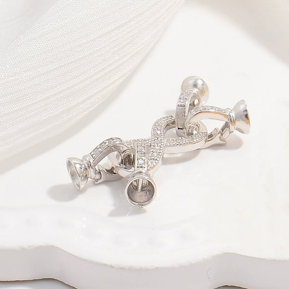 Jewelry Buckle Silver 925 Pearl Gourd Zirconia Fashion