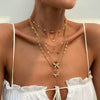 Jewelry Butterfly Alloy Pendant Clavicle Chain Simple Geometric Style Copperclad Iron Chain Imitation Pearl Rhinestone Electroplated