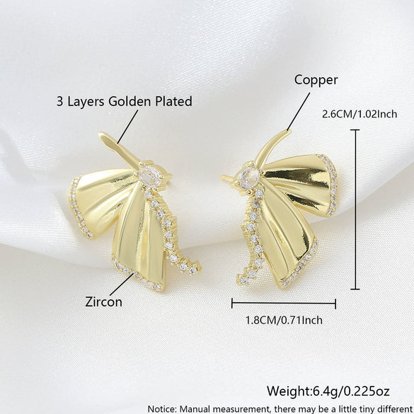 Jewelry Butterfly Earrings Copper Goldplated Animal Style For Women