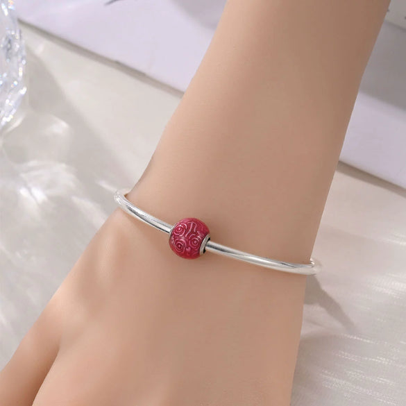 Jewelry Butterfly Flower Charm Hanging Beads Safety Chain Fixed Buckle White Copper Silver Plated Dripping Oil