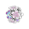Jewelry Butterfly Flower Charm Hanging Beads Safety Chain Fixed Buckle White Copper Silver Plated Dripping Oil