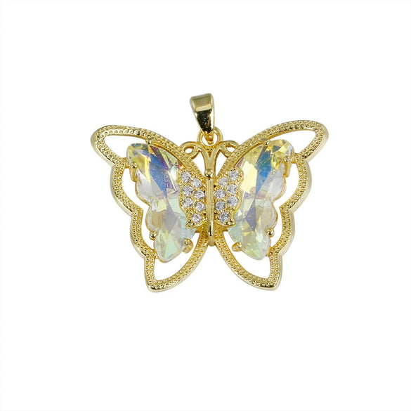 Jewelry Butterfly Pendant And Earrings Copper 18K Goldplated Insect Animal Zodiac Cartoon Style