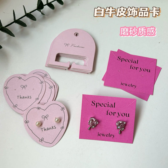 Jewelry Cardboard Powder Earrings Necklace Hair Accessories Clip Display Packaging Label Card With Matte Texture Made Of Paper