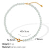 Jewelry Cat's Eye Stone Beaded Necklace 316L Stainless Steel Geometric Style Electroplated For Women
