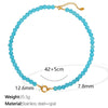 Jewelry Cat's Eye Stone Beaded Necklace 316L Stainless Steel Geometric Style Electroplated For Women