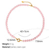 Jewelry Cat's Eye Stone Beaded Necklace 316L Stainless Steel Geometric Style Electroplated For Women