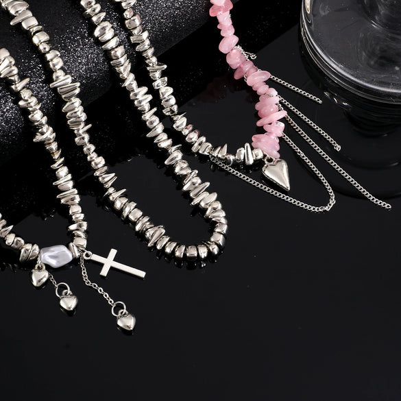 Jewelry Ccb Geometric Love Pendant Necklace Electroplating For Women