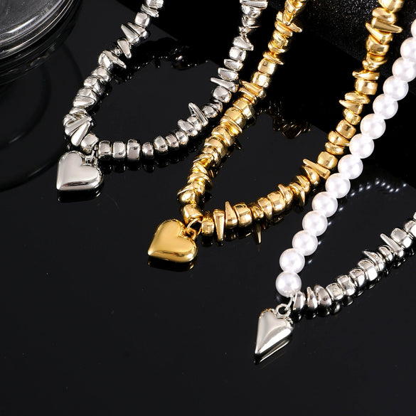 Jewelry Ccb Geometric Love Pendant Necklace Electroplating For Women