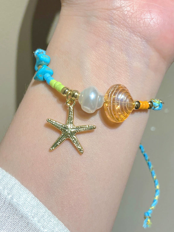 Jewelry Ceramic Fish Shells Starfish Stars Flowers Geometric Handmade Mixed Materials Bracelets For Girls