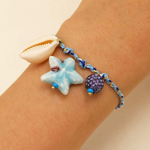 Jewelry Ceramic Fish Shells Starfish Stars Flowers Geometric Handmade Mixed Materials Bracelets For Girls