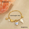 Jewelry Ceramic Pendant Bracelet Necklace With Stainless Steel Shell Starfish Geometric Pattern Electroplating For Women