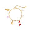 Jewelry Ceramic Pendant Bracelet Necklace With Stainless Steel Shell Starfish Geometric Pattern Electroplating For Women
