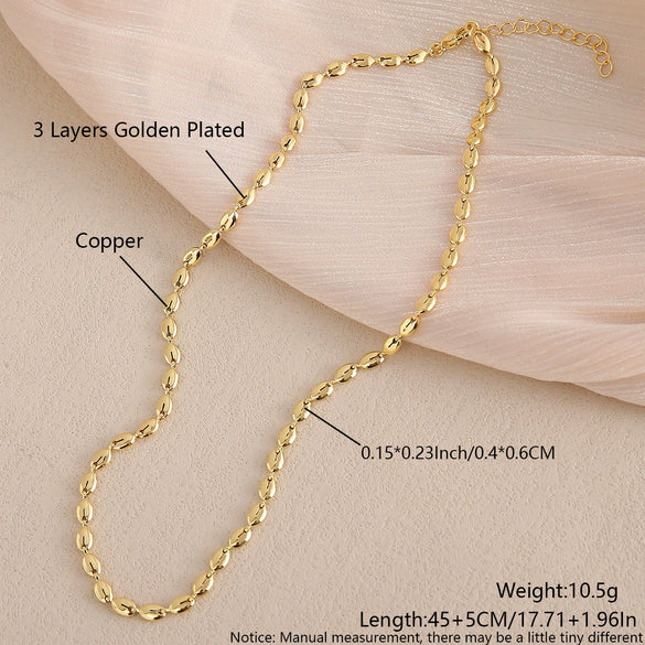 Jewelry Chain Copper Gold Plated Geometric Minimalist Style