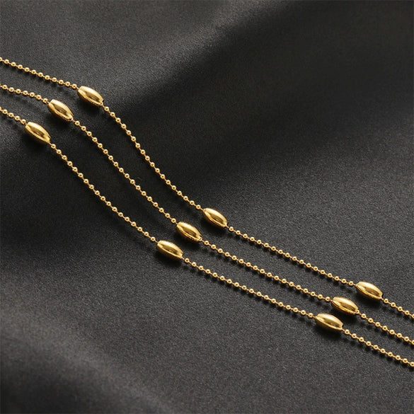 Jewelry Chain Stainless Steel Rice Bead Electroplated