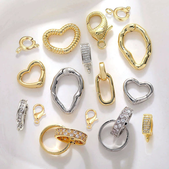 Jewelry Clasp Copper Heart Shaped Electroplating Simple Style