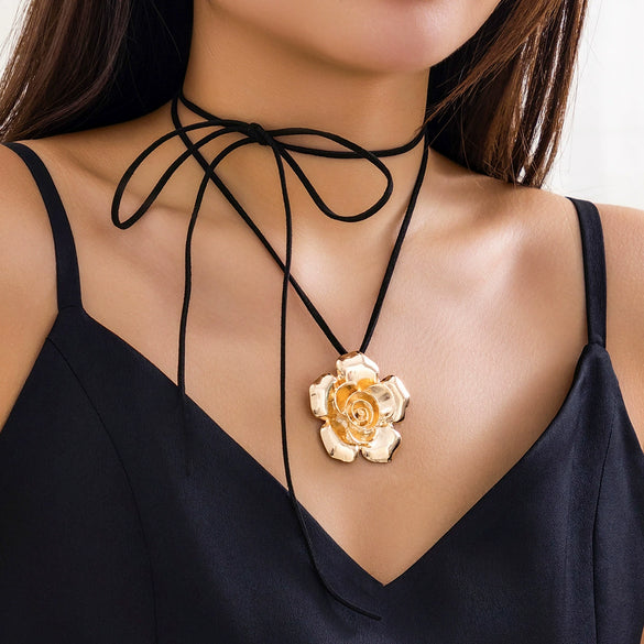 Jewelry Cloth Alloy Flower Vintage Elegant Female Clavicle Necklace