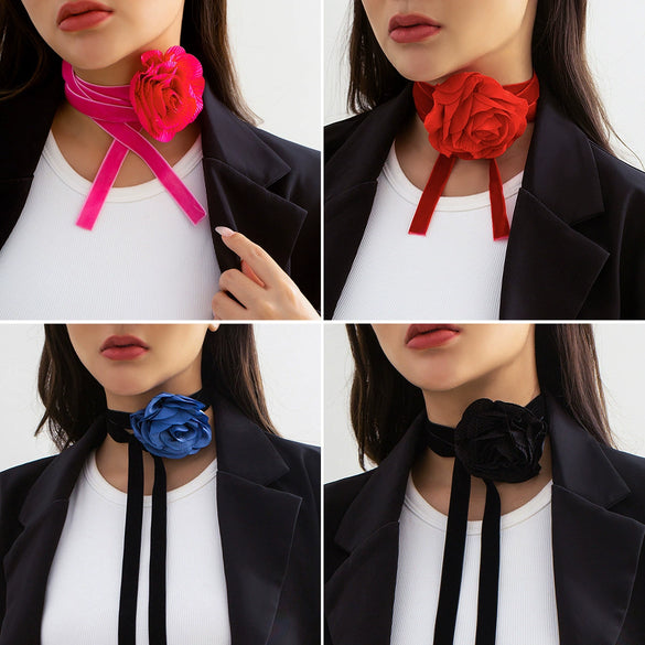 Jewelry Cloth Flower Choker Handmade For Women