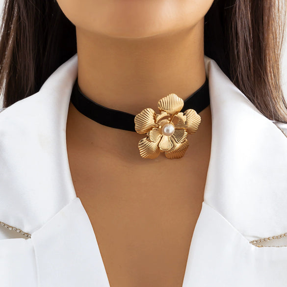 Jewelry Cloth Flower Choker Handmade For Women
