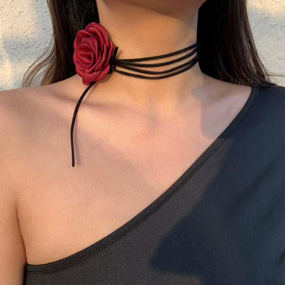 Jewelry Cloth Flower Choker Handmade For Women