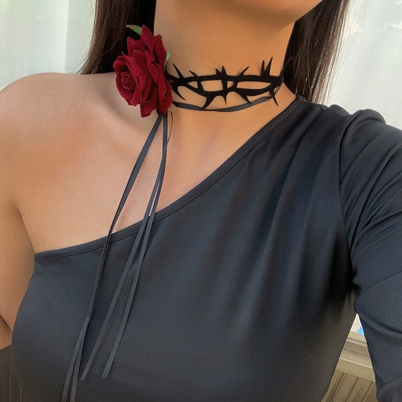 Jewelry Cloth Flower Choker Handmade For Women
