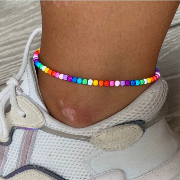 Jewelry Colorful Beads Geometric Anklet Bracelet Simple Allmatch