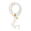 Jewelry Conch Cross Pendant Necklace Pearl Beaded Alloy Iron Chain Geometric Style Women's