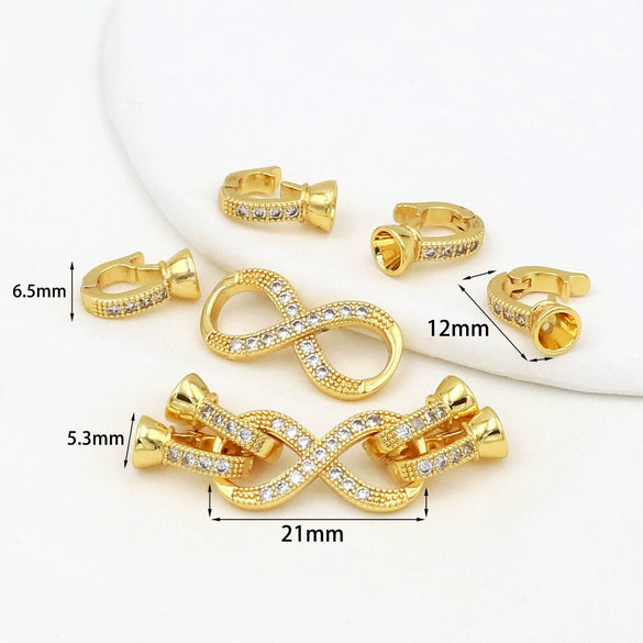 Jewelry Connecting Buckle Copper 18K Gold Plated Electroplating Four Legs 8 Buckle Diy Necklace Bracelet Buckle Accessories