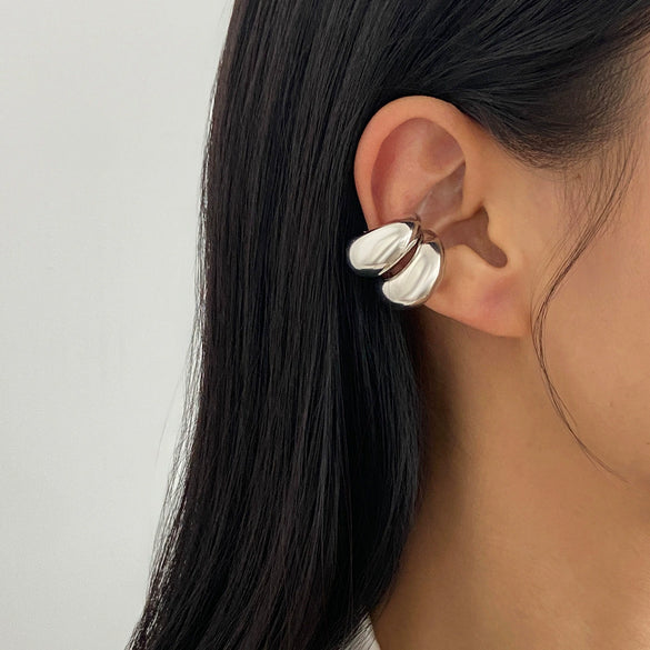 Jewelry Cool Style Cshaped Bread Ear Clips Geometric Spiral Water Drop Open Ear Buckles Electroplated
