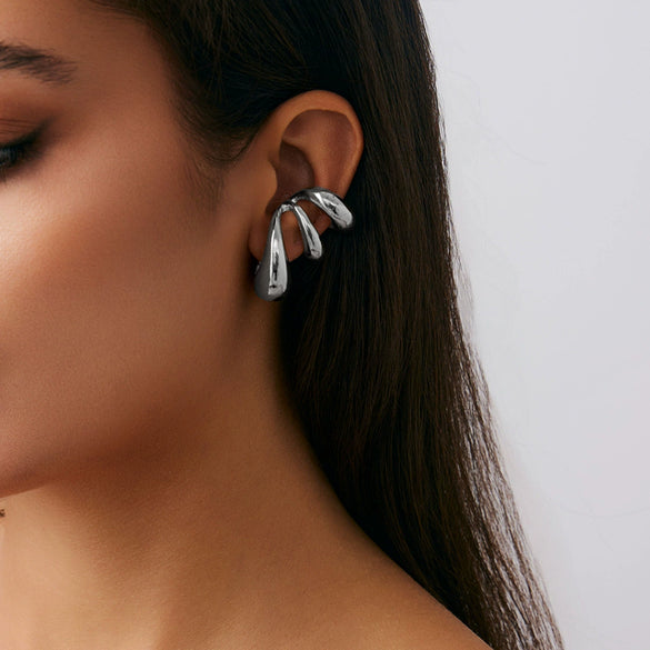 Jewelry Cool Style Cshaped Bread Ear Clips Geometric Spiral Water Drop Open Ear Buckles Electroplated