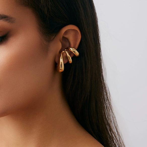 Jewelry Cool Style Cshaped Bread Ear Clips Geometric Spiral Water Drop Open Ear Buckles Electroplated