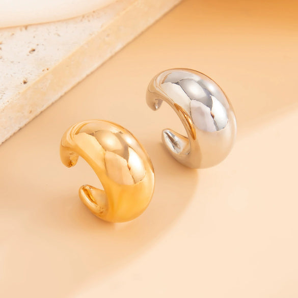 Jewelry Cool Style Cshaped Bread Ear Clips Geometric Spiral Water Drop Open Ear Buckles Electroplated