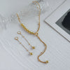 Jewelry Copper Alloy Geometric Style Electroplated Bead Chain Earrings Necklace For Women