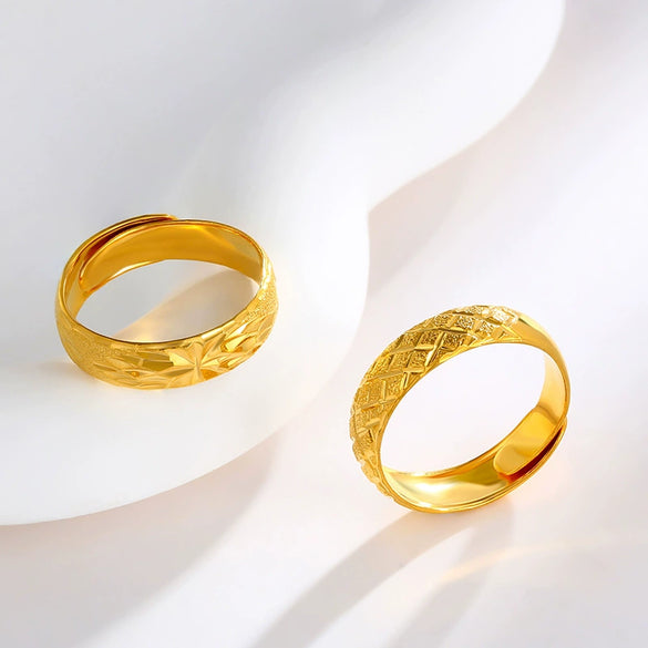 Jewelry Copper Alloy Real Gold Electroplated Open Ring Glitter Sand Flower Craft Retro Style