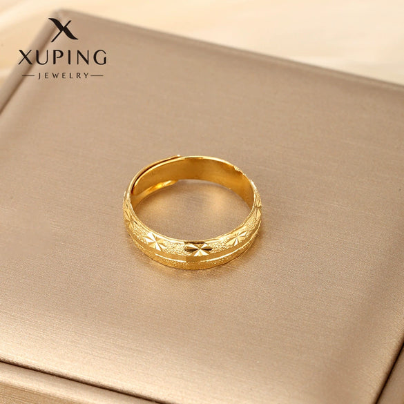 Jewelry Copper Alloy Real Gold Electroplated Open Ring Glitter Sand Flower Craft Retro Style