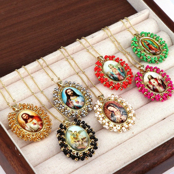 Jewelry Copper And Titanium Steel Beads Geometric Style Oval Pendant Ball Bead Chain Necklace With Electroplating
