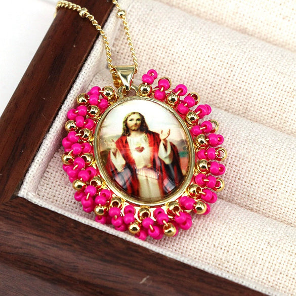 Jewelry Copper And Titanium Steel Beads Geometric Style Oval Pendant Ball Bead Chain Necklace With Electroplating