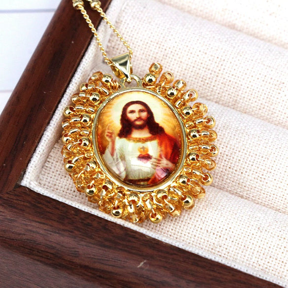 Jewelry Copper And Titanium Steel Beads Geometric Style Oval Pendant Ball Bead Chain Necklace With Electroplating