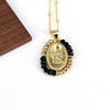 Jewelry Copper And Titanium Steel Geometric Oval Pendant Necklace With Ball Chain And Electroplating