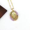 Jewelry Copper And Titanium Steel Geometric Oval Pendant Necklace With Ball Chain And Electroplating