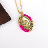 Jewelry Copper And Titanium Steel Geometric Oval Pendant Necklace With Ball Chain And Electroplating