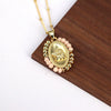 Jewelry Copper And Titanium Steel Geometric Oval Pendant Necklace With Ball Chain And Electroplating