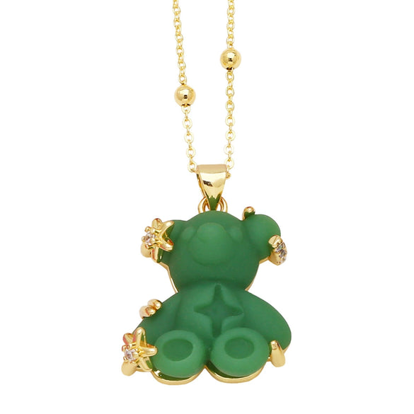 Jewelry Copper Animal Bear Pendant Necklace Goldplated Ochain