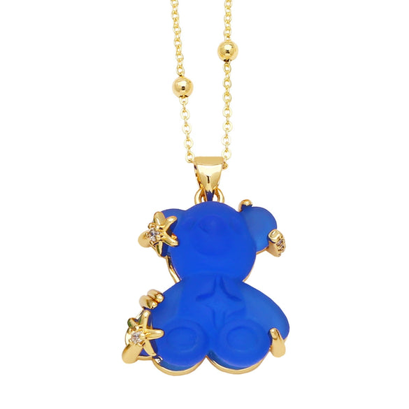 Jewelry Copper Animal Bear Pendant Necklace Goldplated Ochain