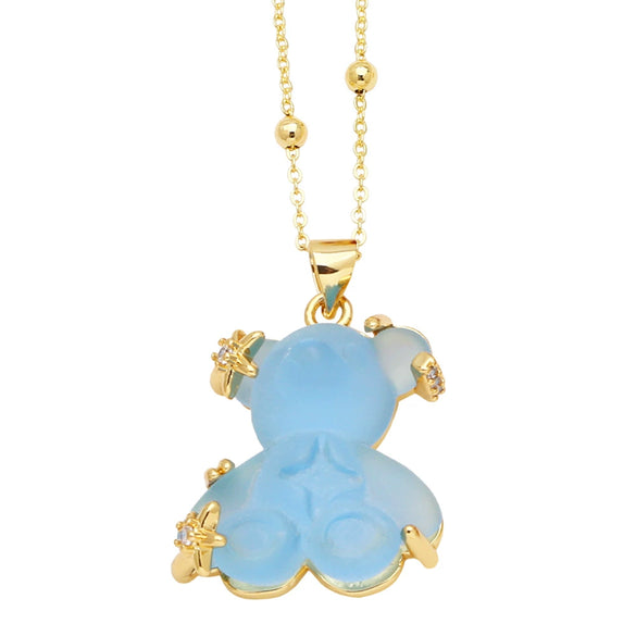 Jewelry Copper Animal Bear Pendant Necklace Goldplated Ochain