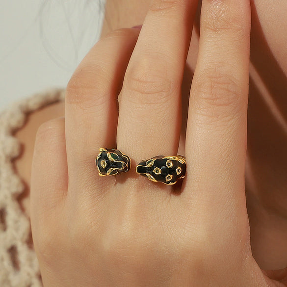 Jewelry Copper Animals Zodiac Dripping Oil Style Ring