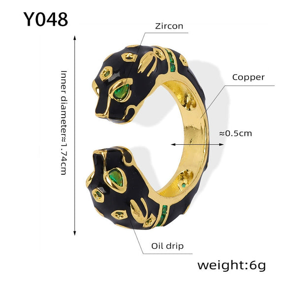Jewelry Copper Animals Zodiac Dripping Oil Style Ring